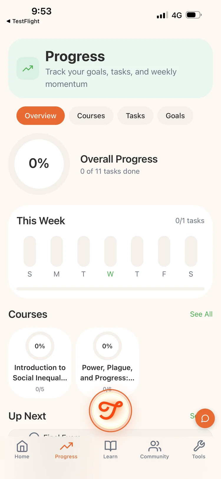 Tanglio app — progress