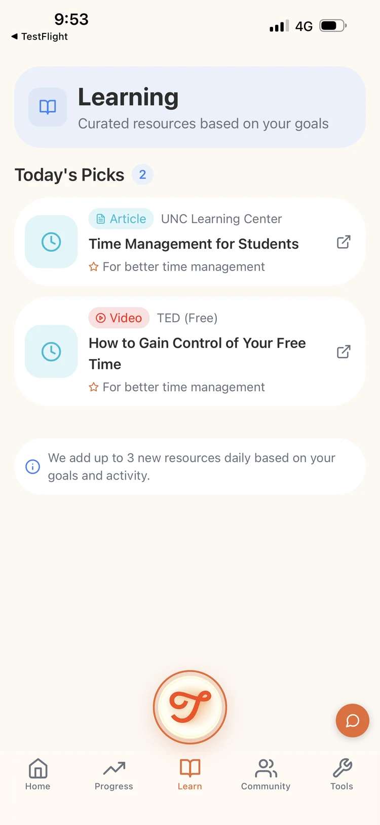 Tanglio app — task breakdown